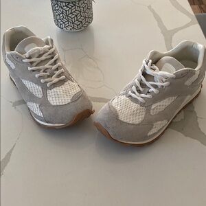 Bottega Veneta Gray and White Athletic Shoes with Suede and Mesh